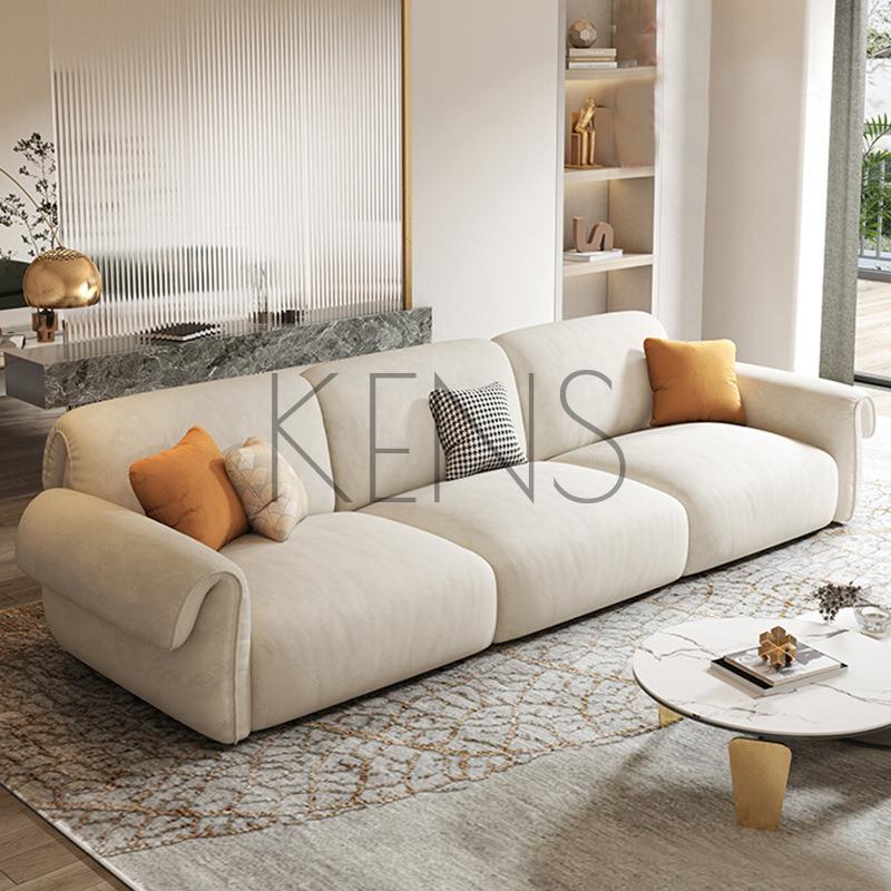 【KENS】沙發 沙發椅 北歐科技布沙發奶油風客廳簡約小戶型意式極簡直排三人位布藝沙發