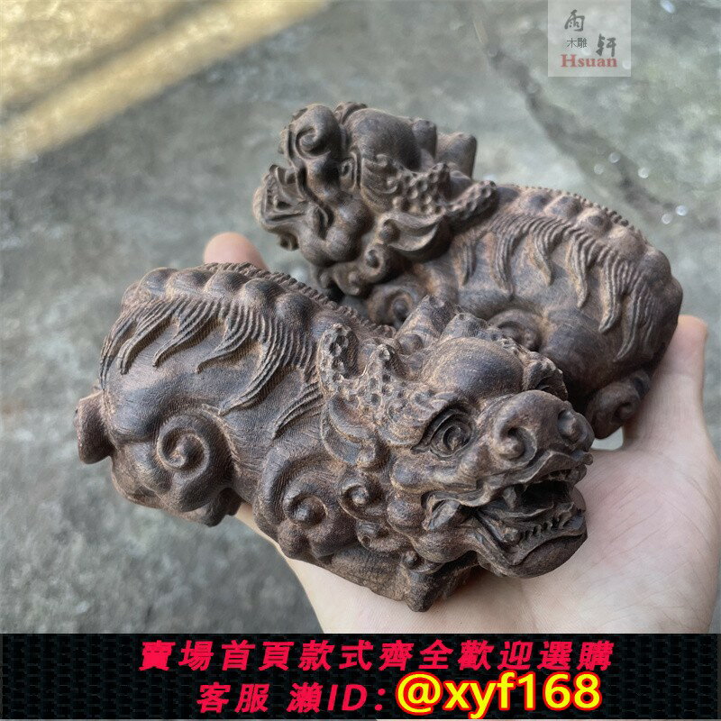 {保固一年 可打統編}越南沉香木雕雙角貔貅擺件一對招財客廳店鋪家居辦公室桌裝飾禮品