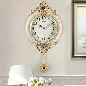 寶麗歐式搖擺鐘表家用簡約現代靜音壁掛鐘客廳裝飾時鐘創意石英鐘