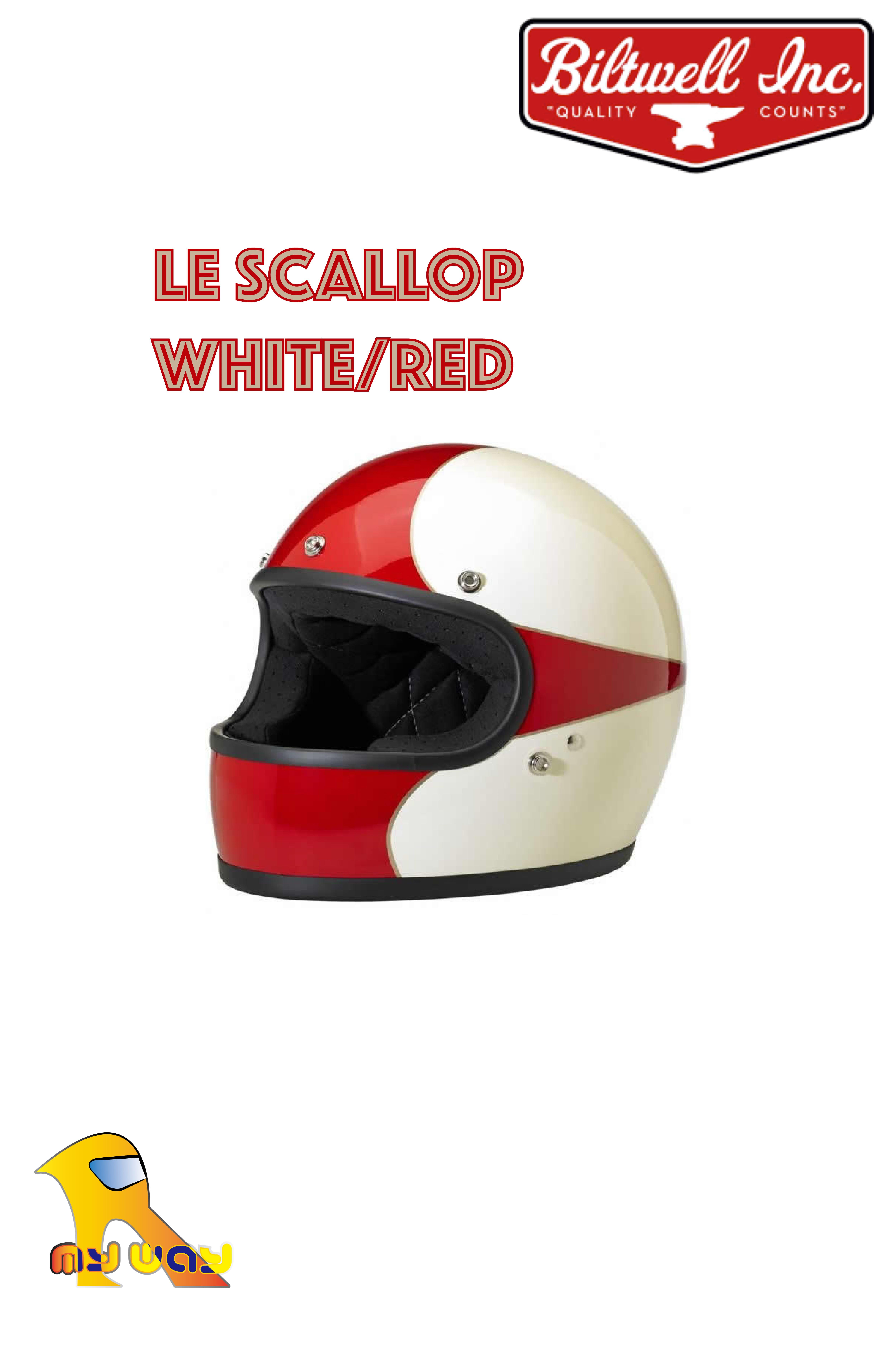 ~任我行騎士部品~Biltwell Gringo - LE SCALLOP WHITE/RED 樂高帽 復古 全罩