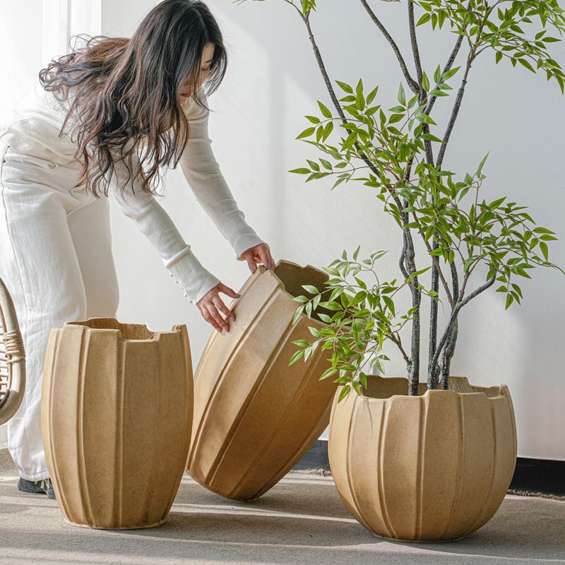 花盆/花器 北歐鎂泥落地大花盆大口徑家居軟裝特大花器客廳民宿商場別墅擺件38YJ 快速寄出