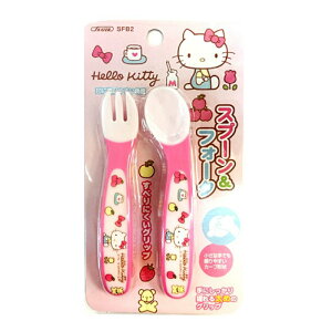 【震撼精品百貨】Hello Kitty 凱蒂貓 嬰兒用塑膠湯叉組-粉#35924 震撼日式精品百貨