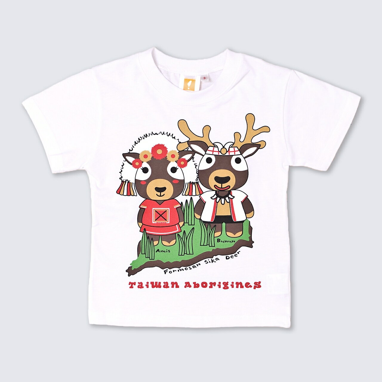 MILU 台灣故事 兒童 T-Shirt / 梅花鹿原住民 (粉/白) / 台灣製 純棉
