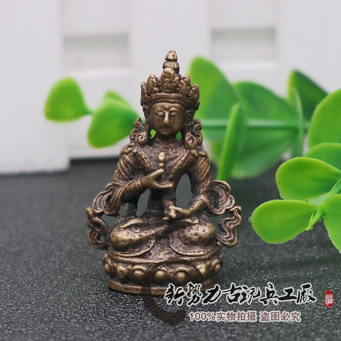 古董仿古老黃銅古玩雜項收藏老銅器實心黃銅浮雕坐觀音擺件老物件