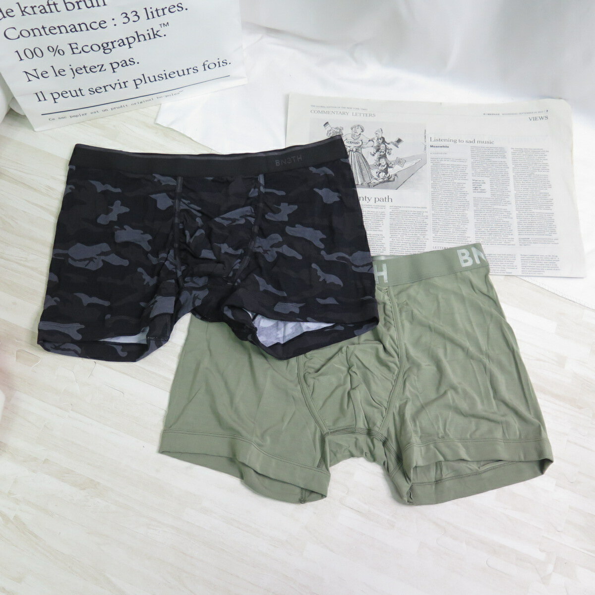 BN3TH 加拿大專櫃品牌 天絲 3D立體囊袋內褲 M2190010632 經典短版 綠x迷彩黑【iSport】