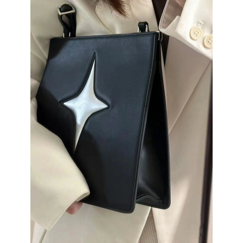 星星方糖美式甜酷高級感百搭小眾設計單肩斜後背包簡約個性包包