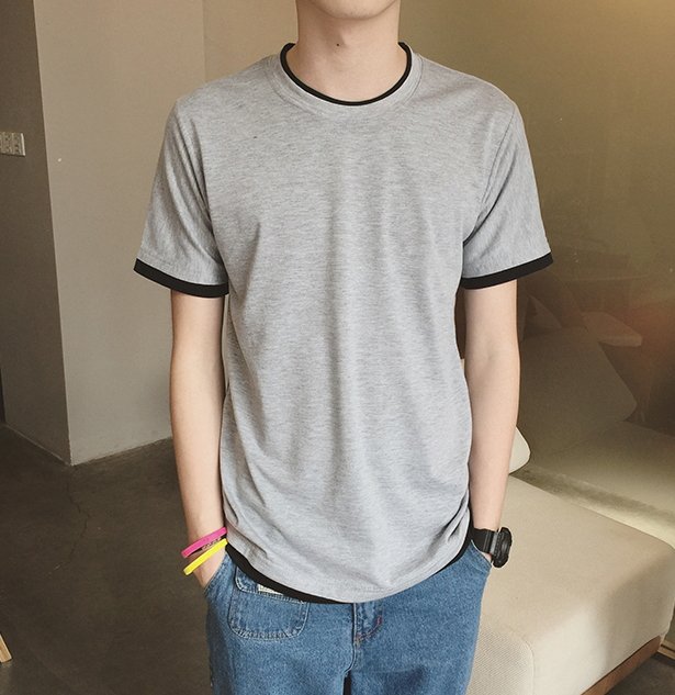 【JP.美日韓】百搭休閒 上衣 短袖 男 假兩件式 休閒短袖T恤 假兩件上衣 2