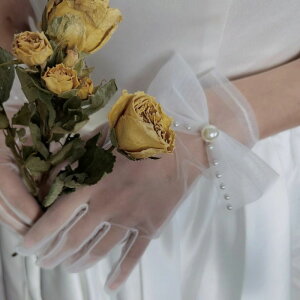 新娘手套蕾絲白色結婚手套婚慶婚禮白紗婚紗手套短款優雅復古手套