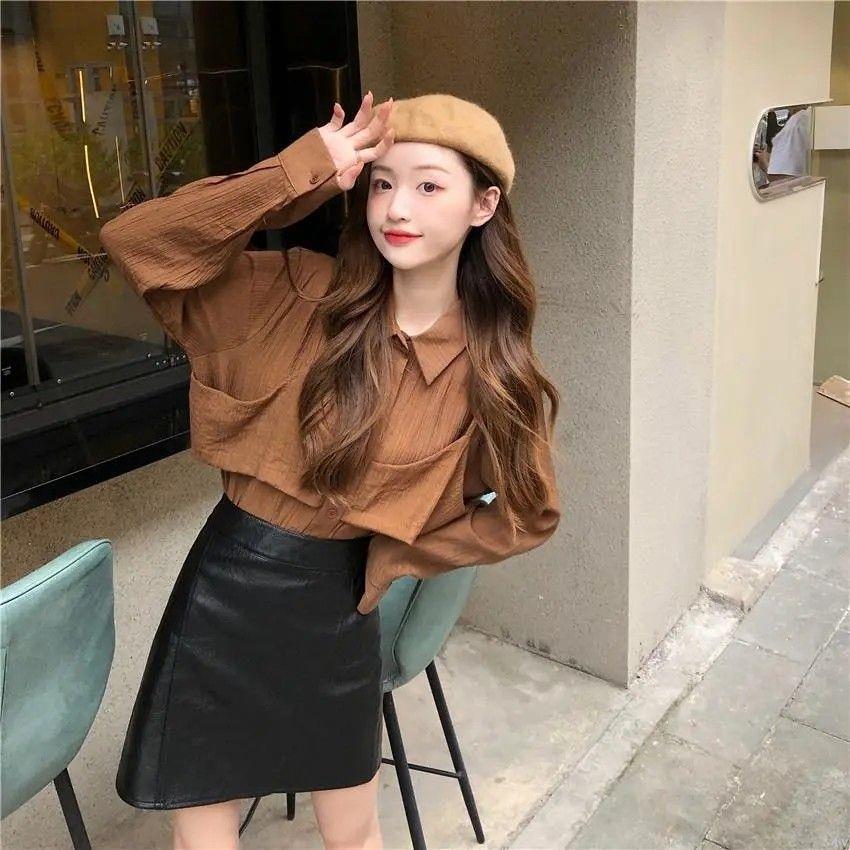 春季2025年新款復古法式小眾設計感假兩件長袖襯衫女慵懶別致上衣