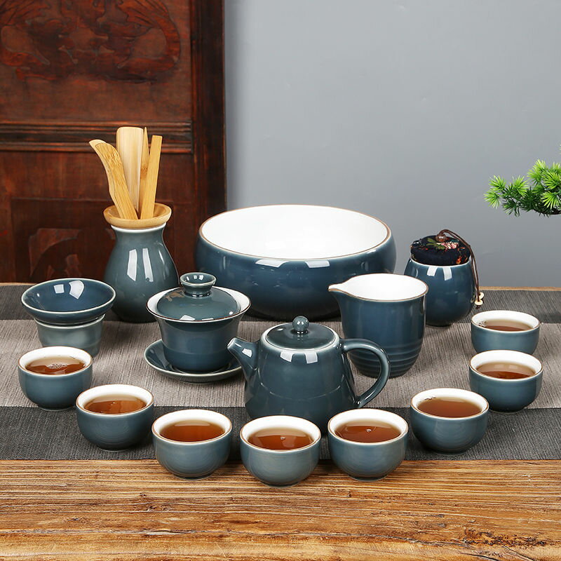 高檔茶具套裝家用茶壺茶杯整套陶瓷功夫蓋碗白瓷泡茶青瓷茶道色釉