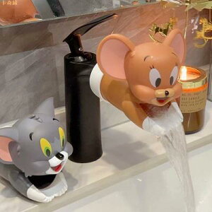 水龍頭延伸器兒童洗手池矽膠加長延長通用貓和老鼠卡通防濺水神器