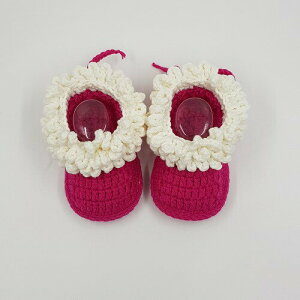手工毛線編織0-3個月寶寶小短靴寶寶鞋 (鞋底約9.5公分)《亞克羊毛氈編織手作》