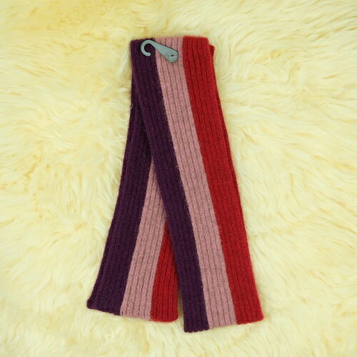 兒童款粉紅直條紋紐西蘭貂毛羊毛圍巾9.5公分寬