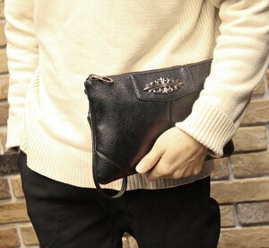 FINDSENSE Z1 韓國 時尚 潮 男 皮質 個性拉鏈 手提包 手拿包 皮夾包 公事包