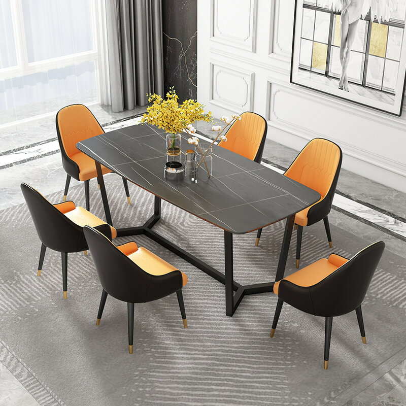 餐臺 餐桌 輕奢餐桌椅組合北歐家用小戶型現代簡約長方形大理石吃飯桌子