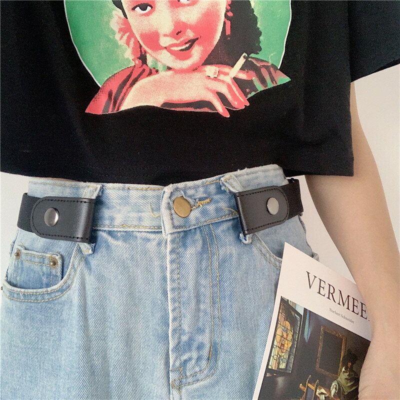 可調節懶人腰帶女松緊彈力簡約百搭牛仔褲帶網紅INS風裝飾皮帶男