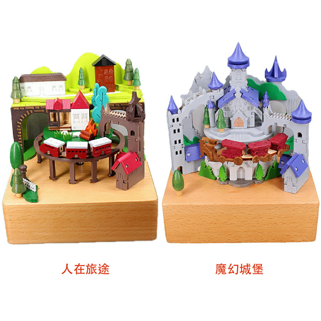 ISONA 2023年魔法城堡音樂盒 新火車旋轉音樂盒 木製音樂盒 木質音樂盒 宮崎駿音樂盒 旋轉音樂盒 發條音樂盒 1