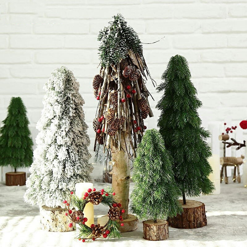 小型圣誕樹裝飾套餐PE噴雪花迷你場景布置擺件家用兒童圣誕節禮品