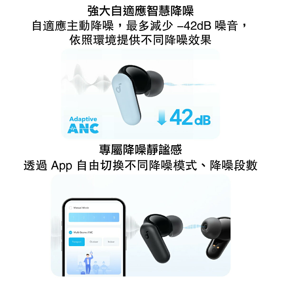 Anker Soundcore R50i NC 藍色 IP54防水 主動降噪 真無線 藍牙耳機 | 金曲音響 7