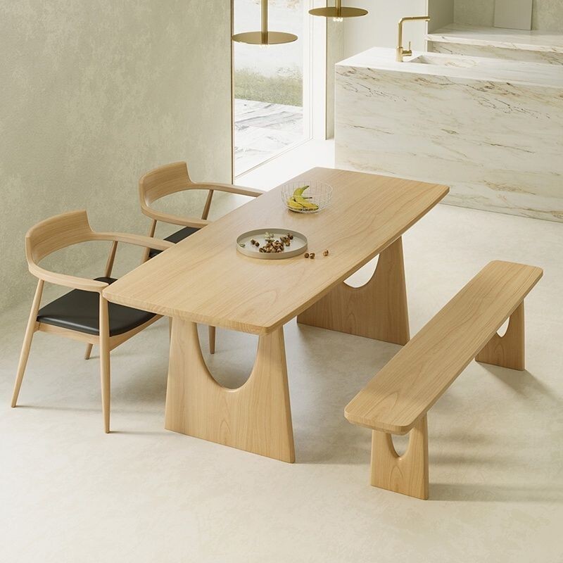 日式實木餐桌陽臺傢用小戶型侘寂風長方形原木創意設計師客廳客廳