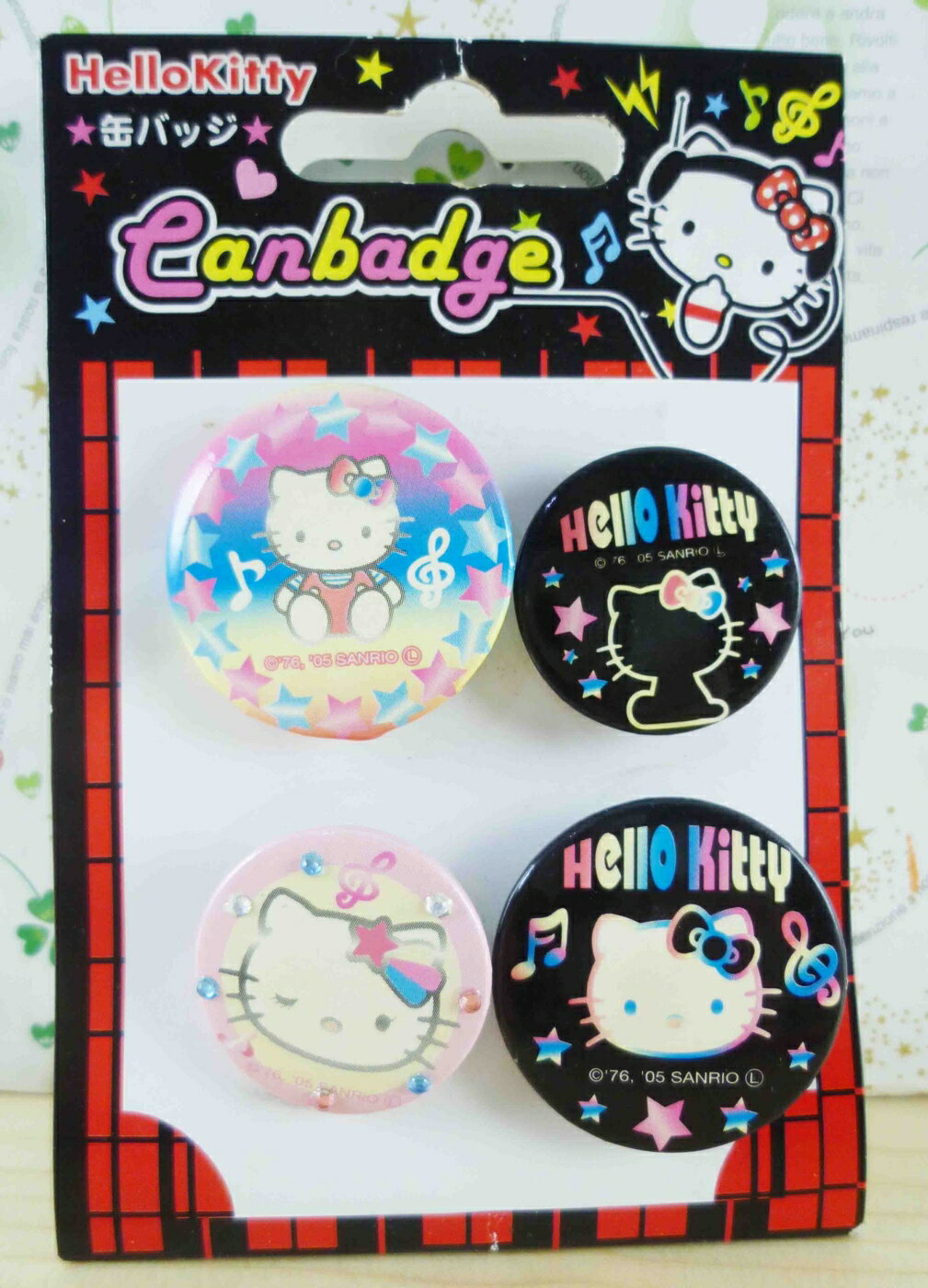 【震撼精品百貨】Hello Kitty 凱蒂貓 KITTY別針-4入組合-黑色 震撼日式精品百貨