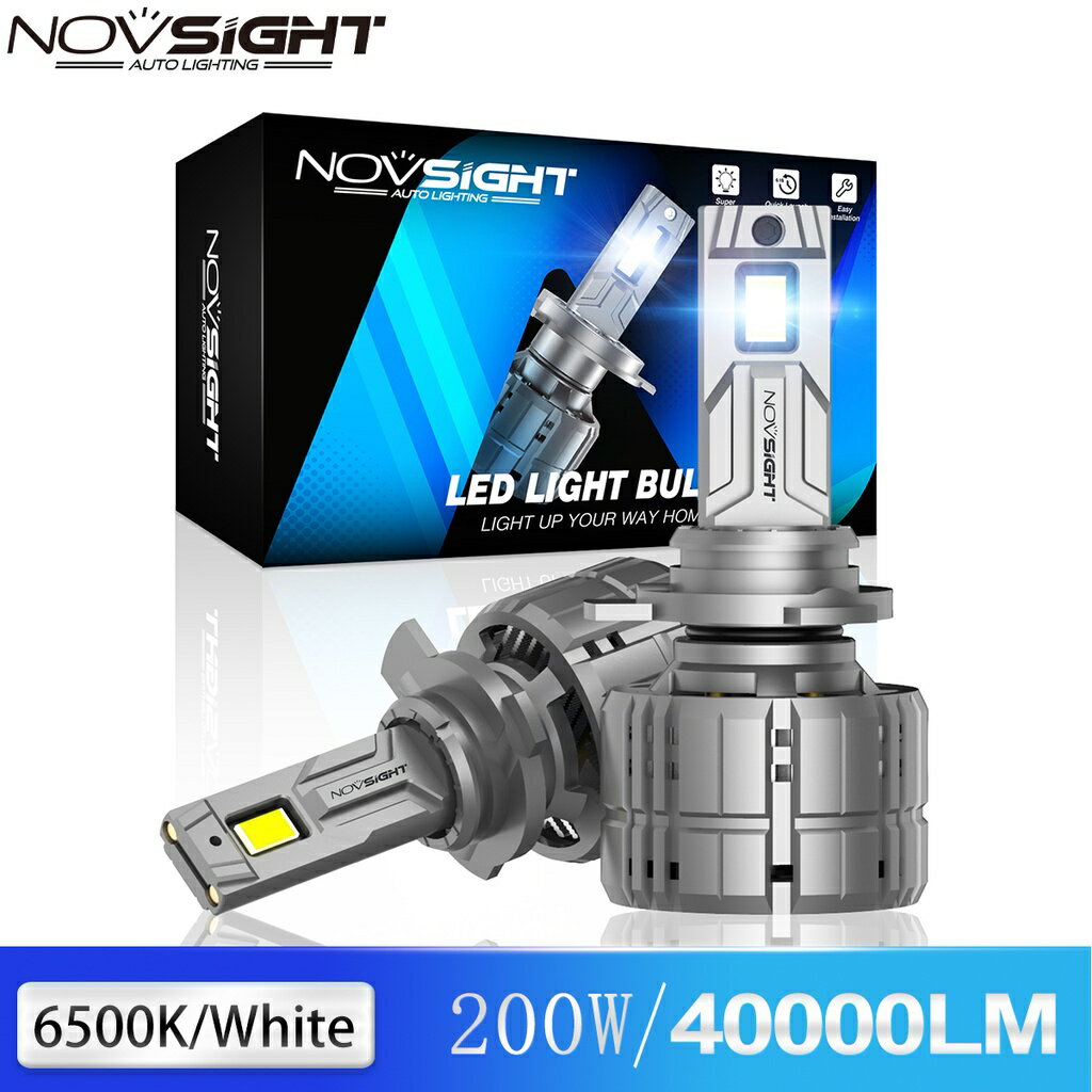 APP下單享點數9%｜Novsight 2 件 N60 HIR2 9012 汽車 LED 大燈燈泡霧燈 200W 40000LM 6500K