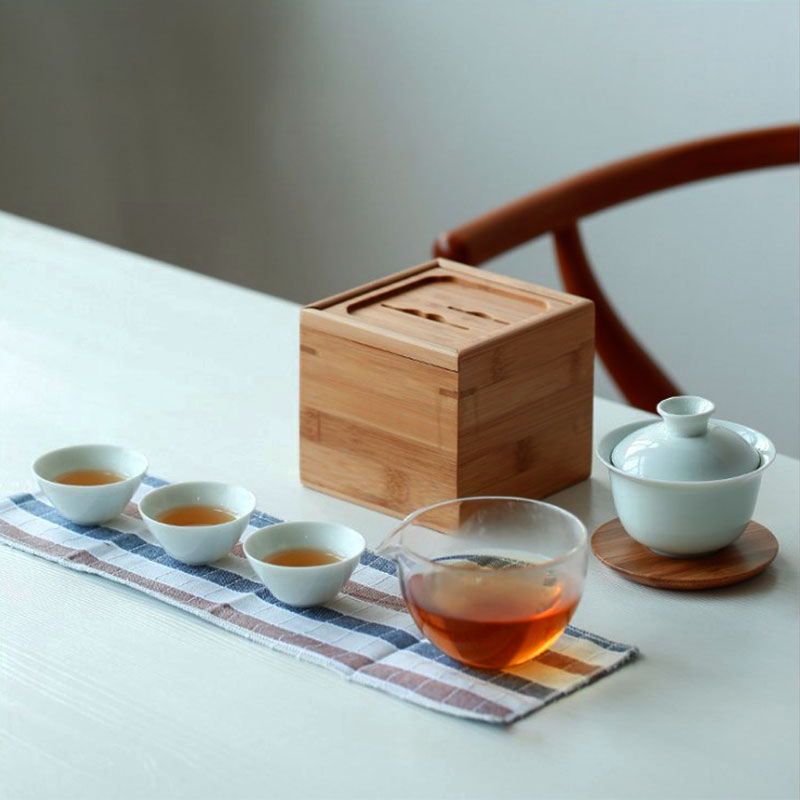 旅行茶具套裝便攜包戶外旅遊4人收納包隨身陶瓷功夫茶具一壺四杯