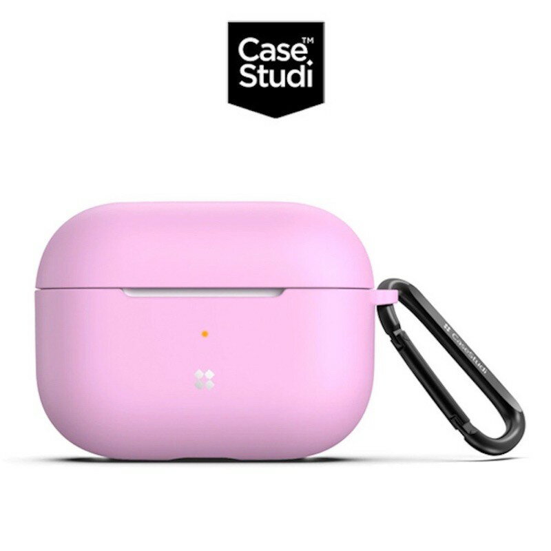 強強滾p-CaseStudi AirPods Pro 充電盒 UltraSlim 矽膠保護套(含扣環)-粉紅色
