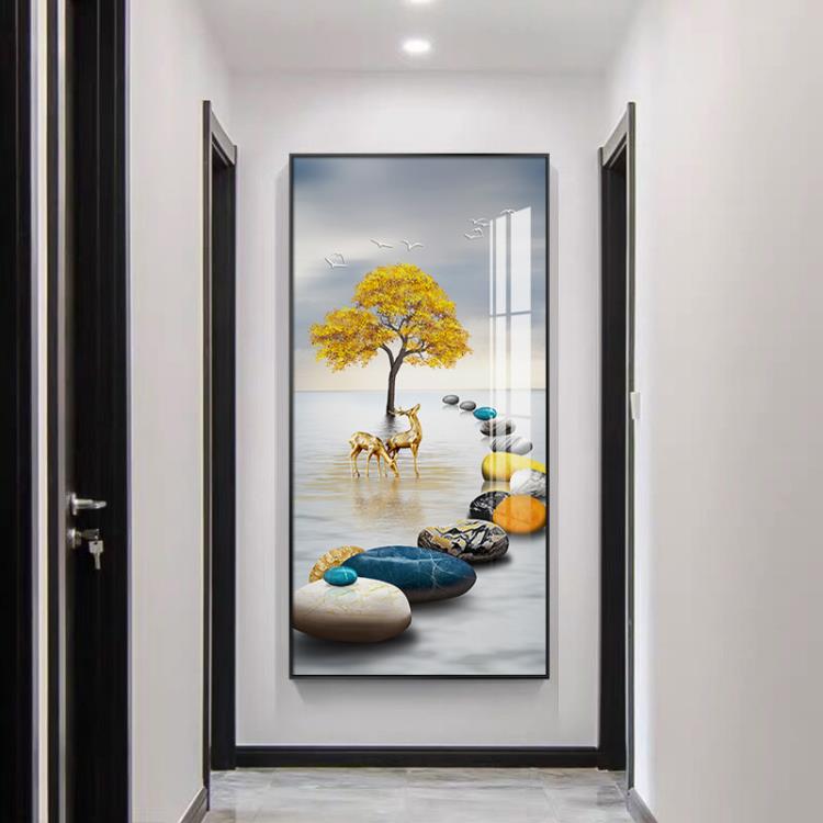 玄關裝飾畫現代簡約入戶客廳走廊壁畫輕奢風過道豎版進門高端掛畫
