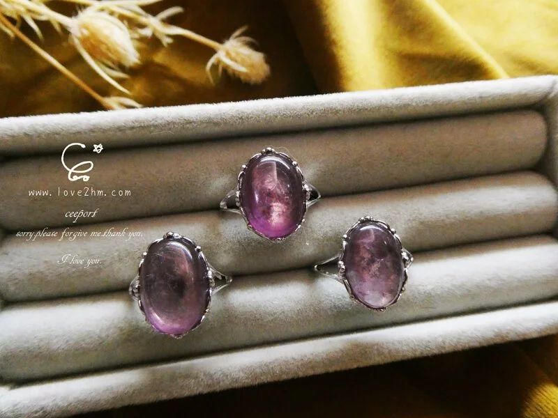 紫鋰雲母 純銀戒指 紫鋰雲母 純銀戒指 925純銀 晶晶工坊-love2hm 22575