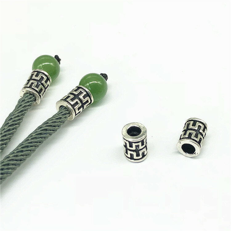 S925純銀 大孔3mm米蘭繩隔珠桶珠 手鏈掛繩手工串珠DIY材料飾品