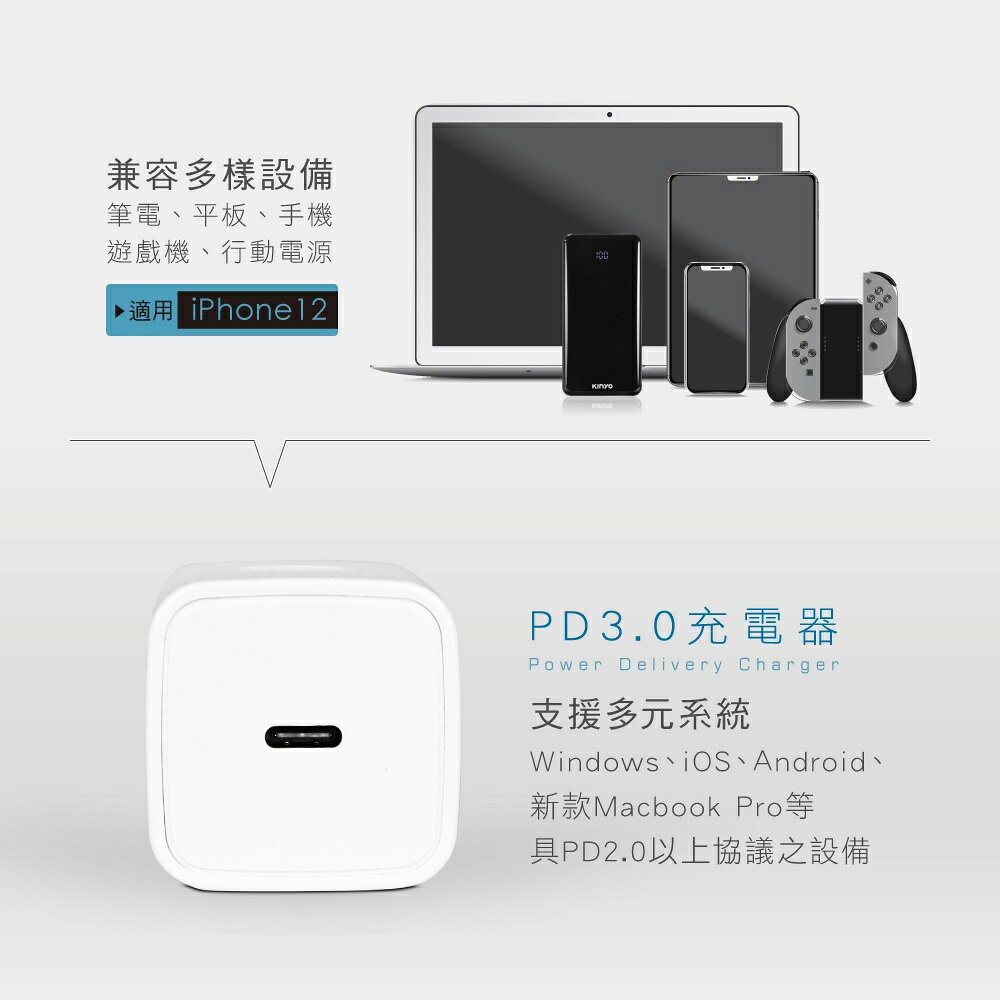 【KINYO】單孔PD充電器20W (PDCB) 5