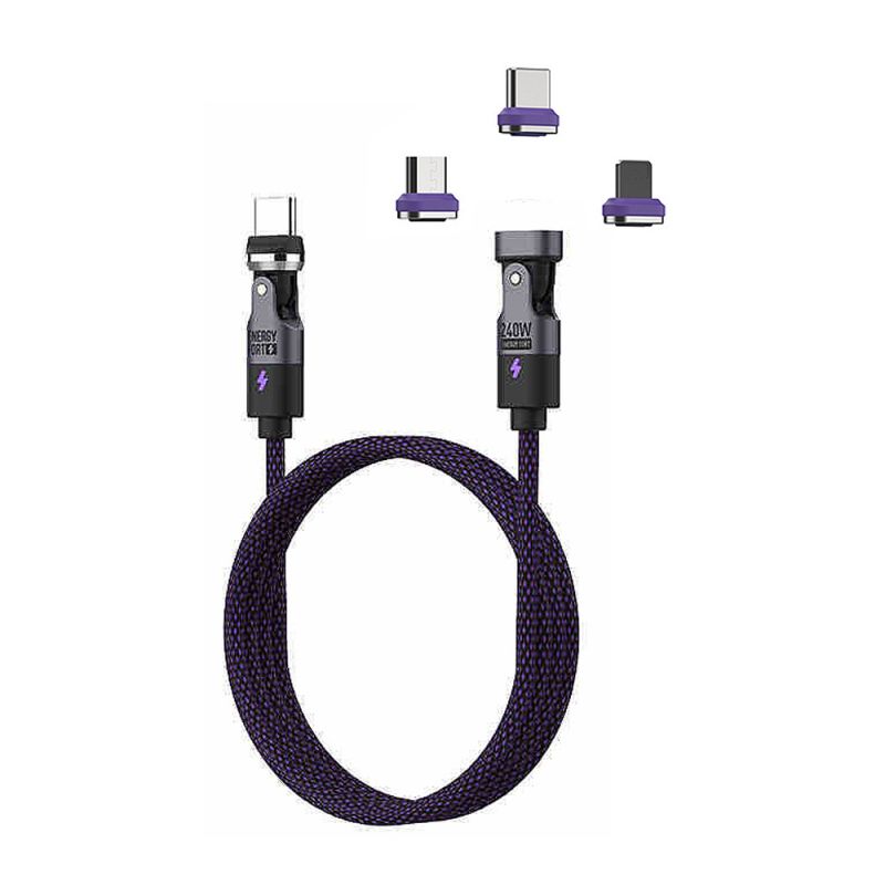 ENERGY FORT Type-C FORT 540° 磁吸旋轉數據線(240W)(1.2M) (1.8M) 充電線 傳輸線 自動吸附 適用 iPhone Type-C 安卓 Lightning