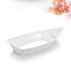 仿瓷船型餐盤創意酒店餐廳菜盤長方形密胺白色盤子火鍋店餐具商用