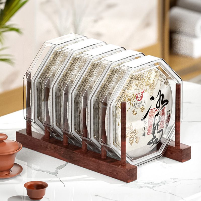公司貨 免運 超低價 實木茶餅架託透明茶盒茶餅架普洱茶架子密封防潮收納盒擺放展示架 快速發貨