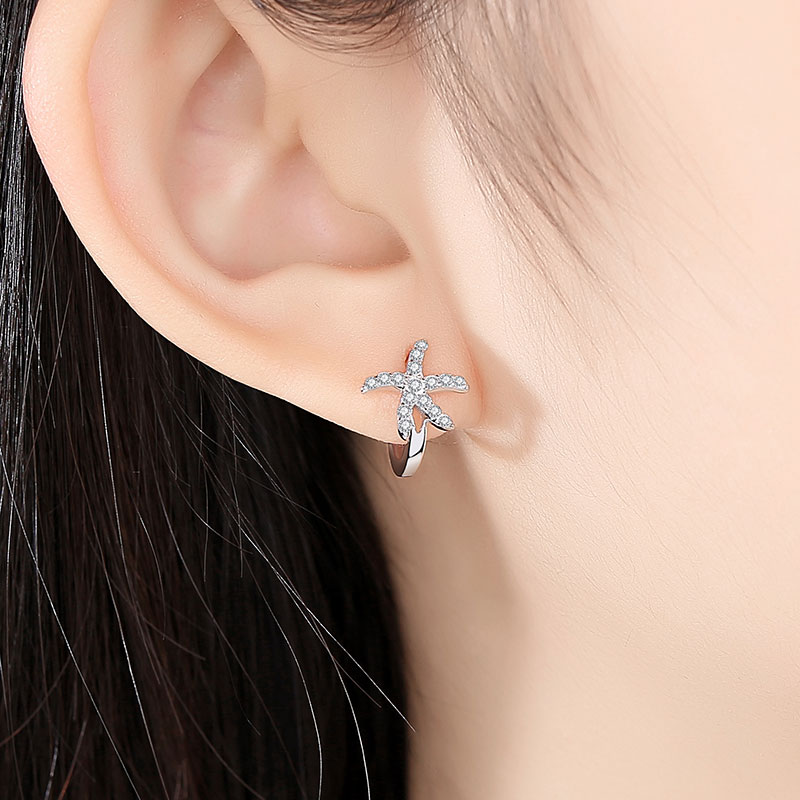 萃銘S925純銀海星星耳環女圓圈圈耳扣高級感耳釘氣質小眾耳圈
