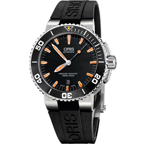 ORIS 豪利時 Aquis 時間之海系列潛水機械腕錶 0173376534159-0742634EB 黑 橘 43mm