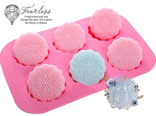 心動小羊^^6連傳統宗教蓮花月餅模 免切 手工皂DIY材料 手工皂模具 模型 蛋糕模