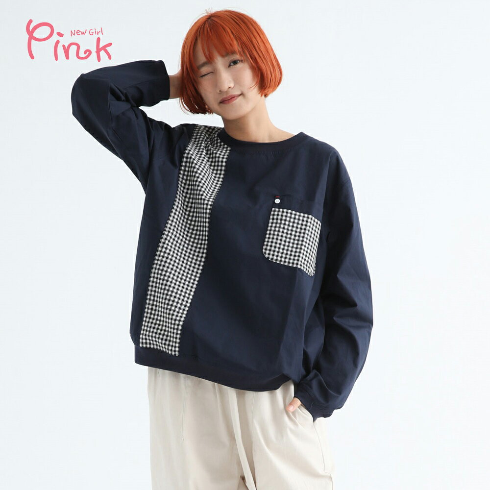 Pink* 日系休閒格紋T恤 (2色) Z2201BD