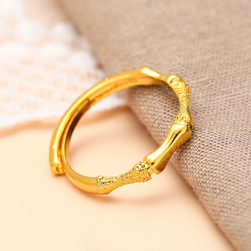 越南沙金節節高開口戒指 黃銅鍍金招財指環可調節手飾品