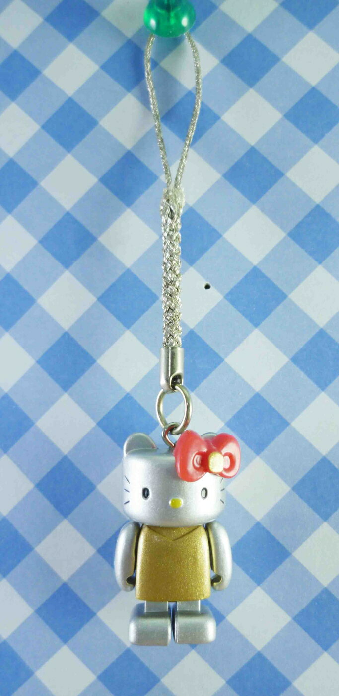【震撼精品百貨】Hello Kitty 凱蒂貓 樂高手機吊飾-銀臉金 震撼日式精品百貨