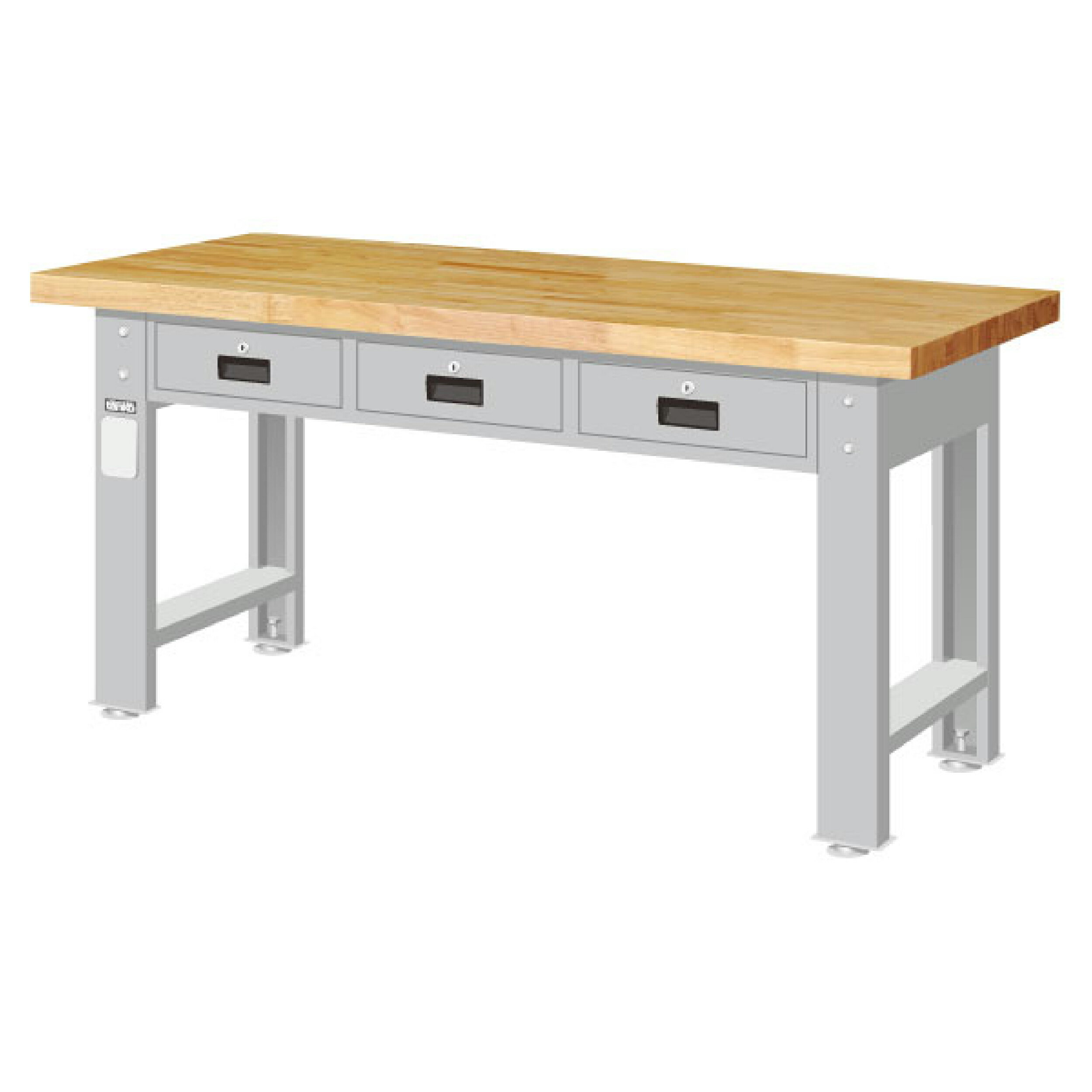 TANKO 重量型工作桌 原木桌板 WAT-5203W (橫三屜型)