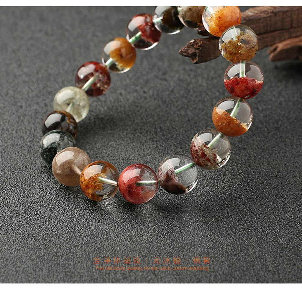 ISONA 天然水晶彩幽靈 / 花幽靈 / 四季幽靈聚寶盆水晶手串水晶手鏈手串珠水晶串珠水晶手鍊 水晶手鏈 5