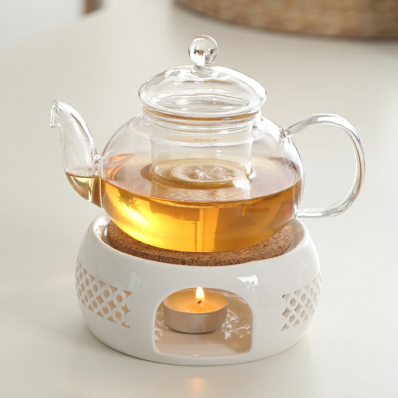 日式創意蠟燭加熱陶瓷底座溫茶爐保溫耐熱玻璃煮茶器水果茶壺套裝【優妮好貨】0712