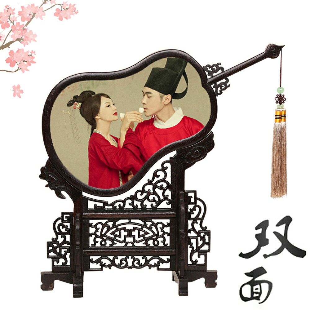 實木玻璃插屏相框 大理石 剪紙雙面繡 字畫藝術葫蘆 畫框禮品擺件 1