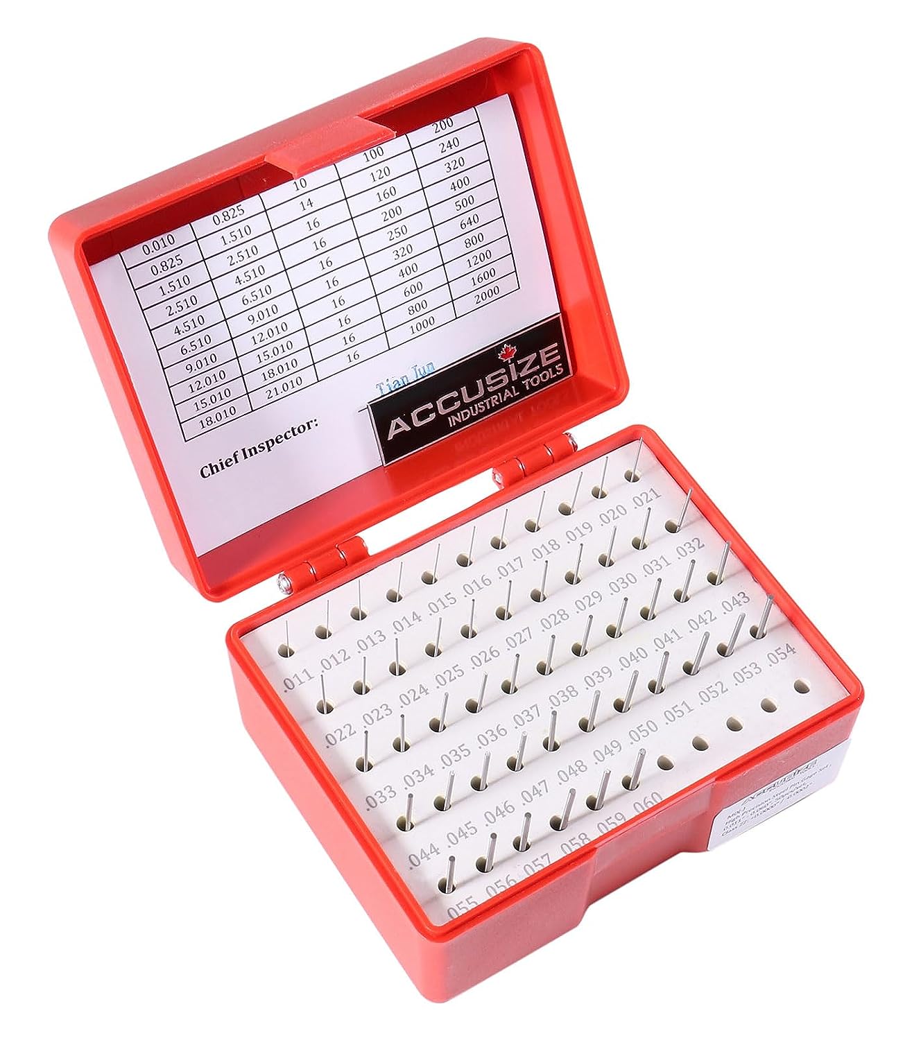 [3美國直購] 針規套裝 Accusize Industrial Tools 0.011吋 to 0.060吋, 50 Pc Steel Plug Pin Gage Set, Minus, Class Zz, M0(-)