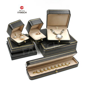 品牌首飾盒高檔鉆扣珠寶盒求婚戒指盒鉆戒指盒送 按扣項鏈盒黑色