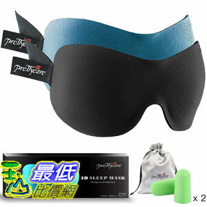 [107美國直購] 3D 眼罩 Sleep Mask (New Design by PrettyCare with 2 Pack) Eye Mask for Sleeping - Contoured Eyemask Silk