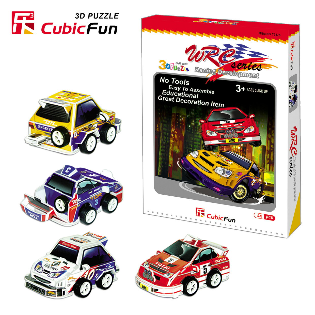 3D Puzzle 立體拼圖 - 交通工具系列 【WRC世界拉力賽車 (迷你4輛) 】C037h 青少年級 44片