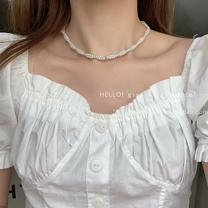 珍珠項鏈女鎖骨鏈夏2021年輕奢小眾設計感簡約氣質choker頸鏈 2